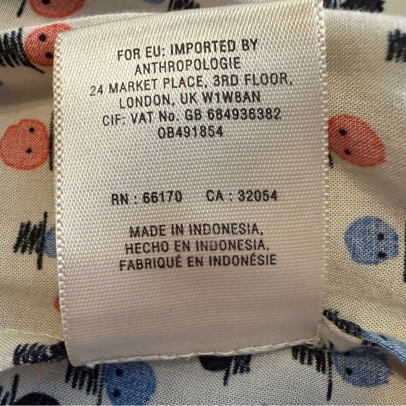 Maeve Anthropologie Pintuck Button Down Top Hat Print Tunic Roll Up Sleeve Sz 8 - Picture 10 of 13